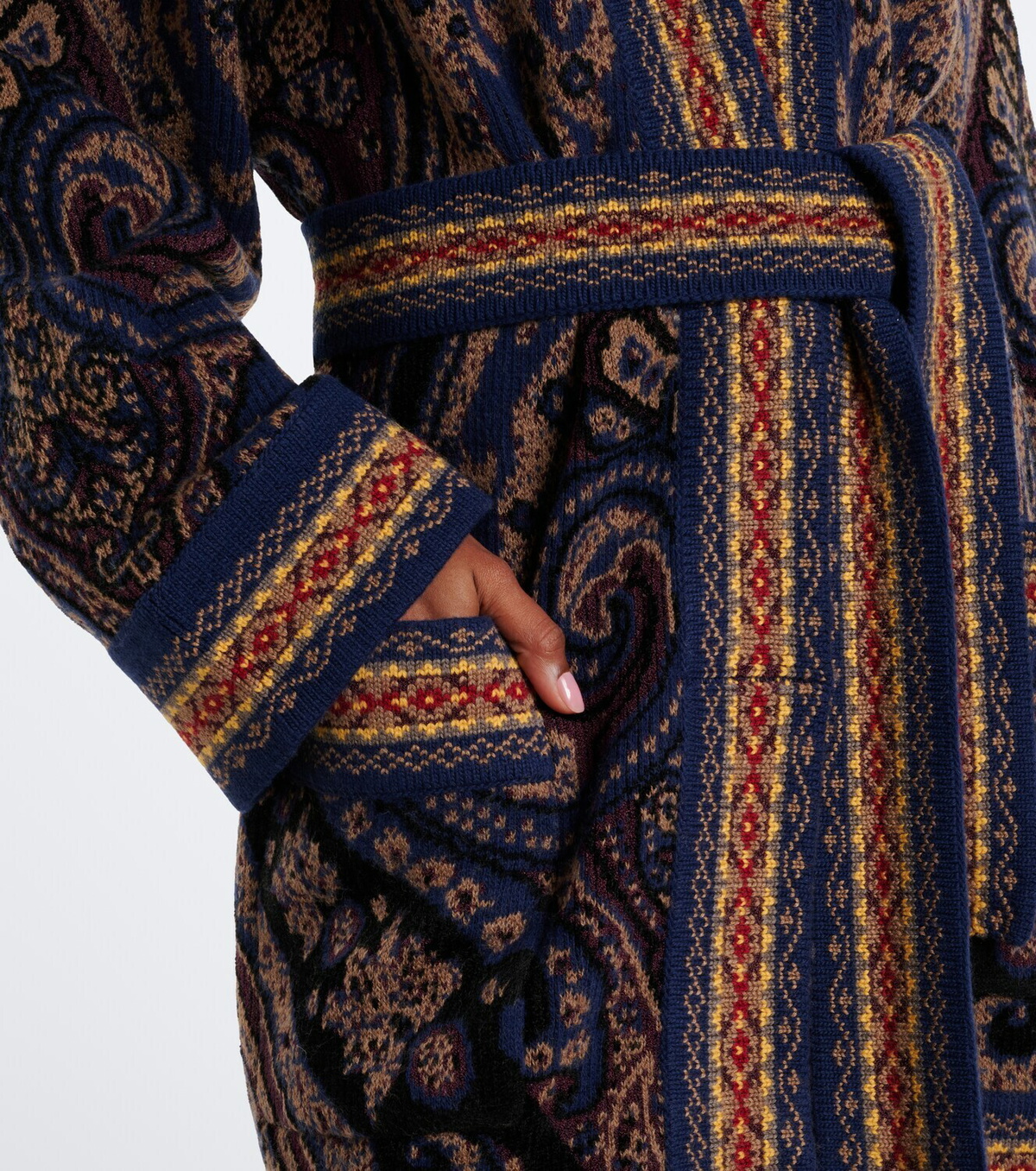 Etro Jacquard wool-blend wrap cardigan