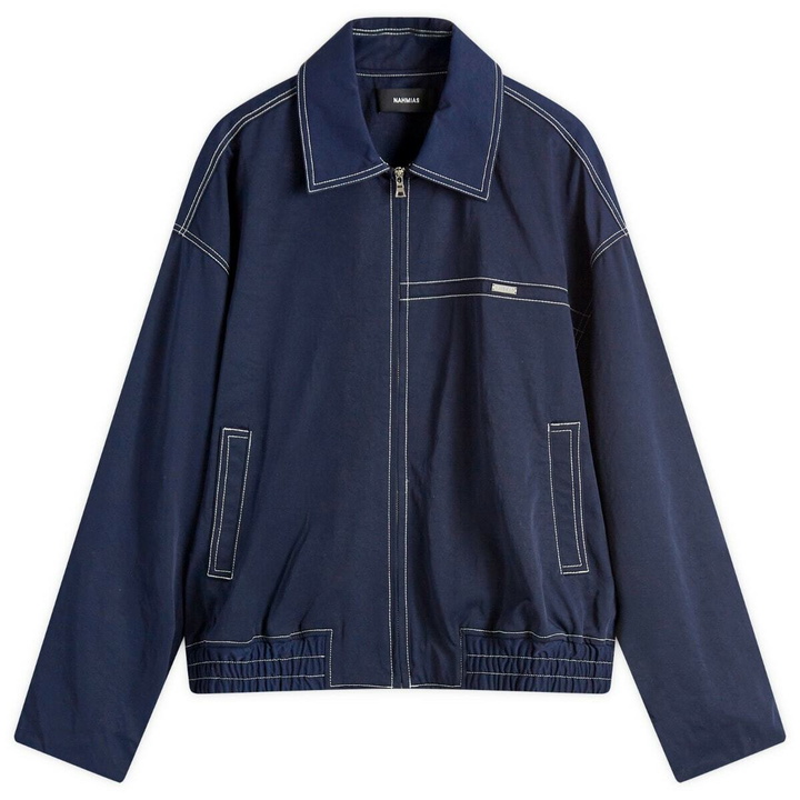 Photo: Nahmias Men's Tech Twill Bomber Jacket in Navy
