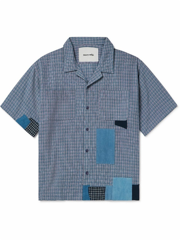 Photo: Story Mfg. - PA Camp-Collar Checked Organic Cotton Shirt - Blue