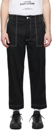 Moncler Black Contrast Stitch Cropped Trousers