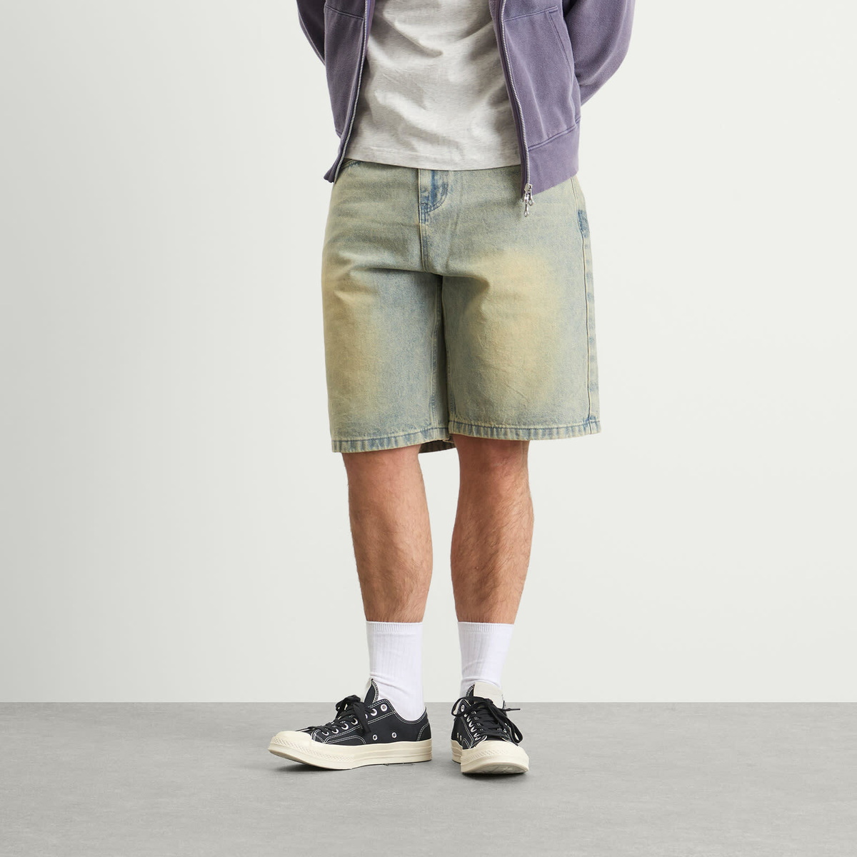Butter Goods Men's Scorpion Stitch Denim Shorts in Tinted Light Blue