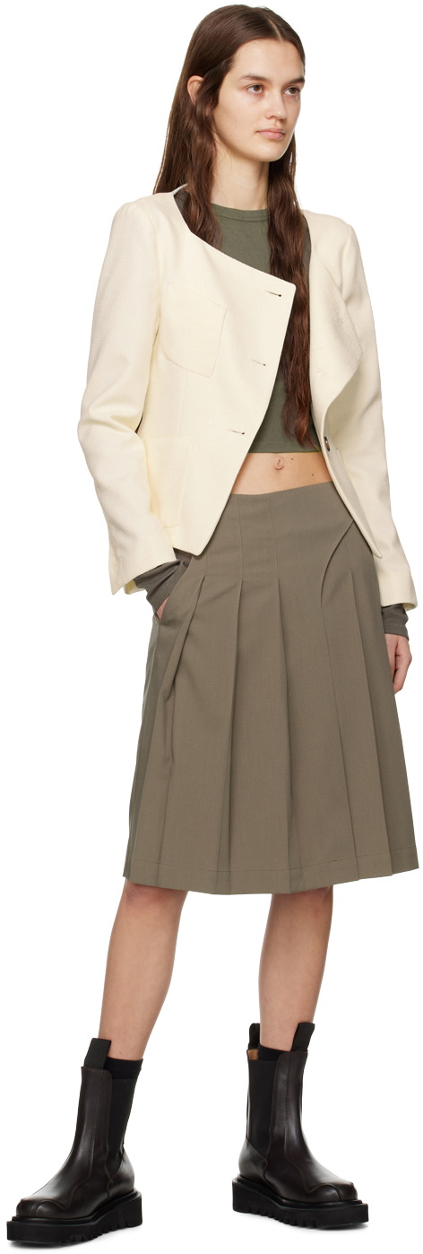 J KOO Off-White Square Neck Blazer