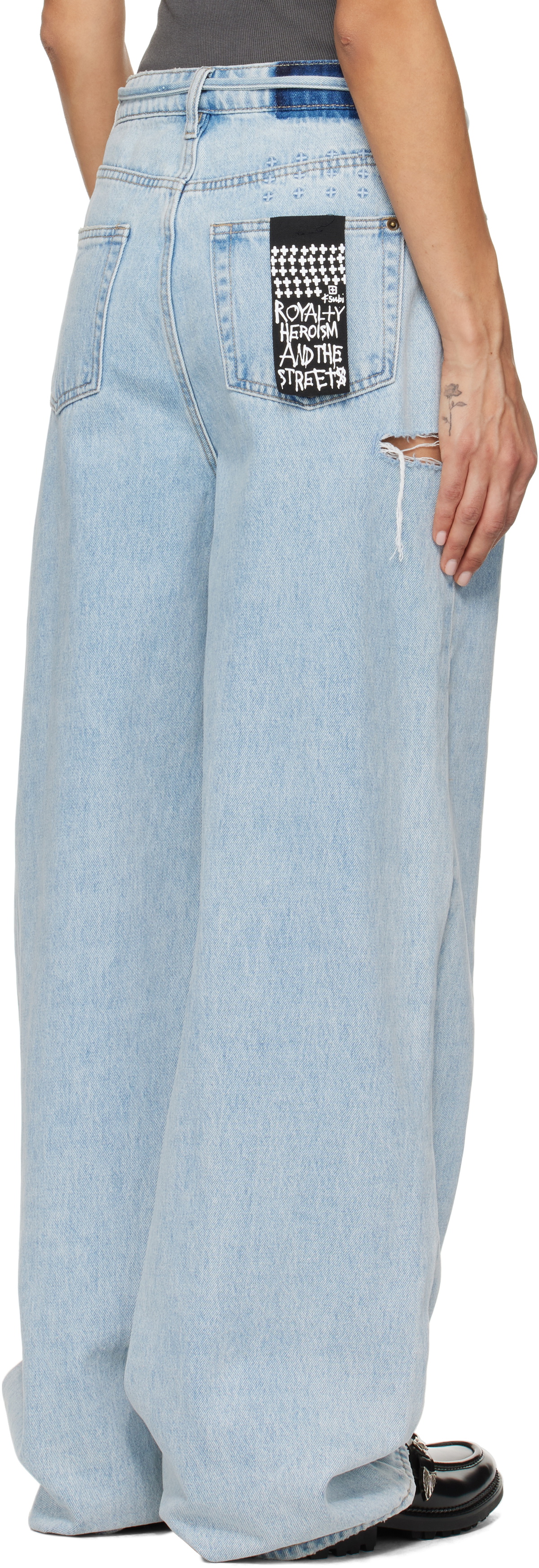 Ksubi Blue Baggy Rollin Kut Out Jeans Ksubi
