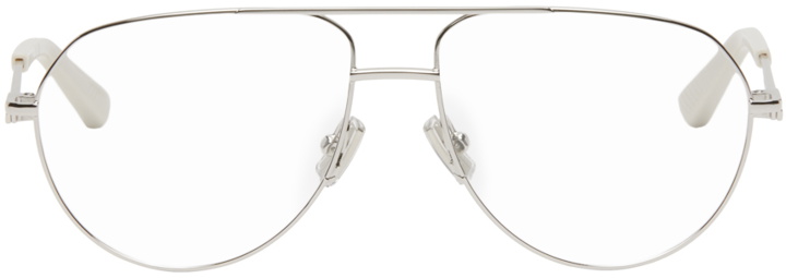 Photo: Bottega Veneta Silver Aviator Glasses