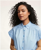 Brooks Brothers Women's Cotton Sateen Short-Sleeve Blouse | Chambray