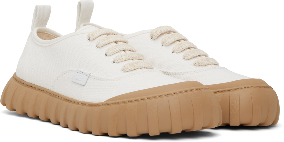 AMI Paris Off-White Cotton Low Top Tempo Canvas Sneakers