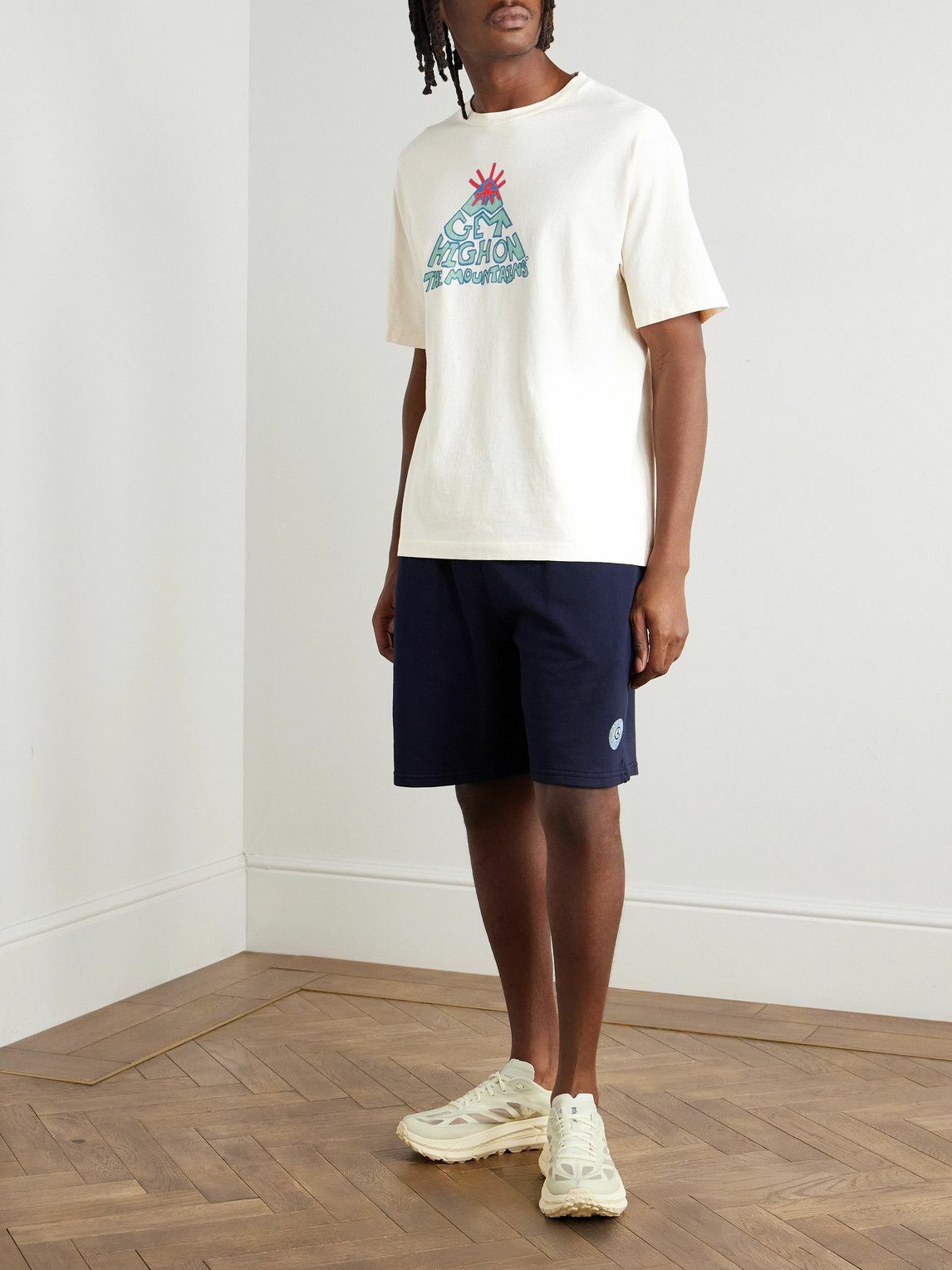 DISTRICT VISION - Straight-Leg Logo-Appliquéd Cotton-Jersey Shorts - Blue