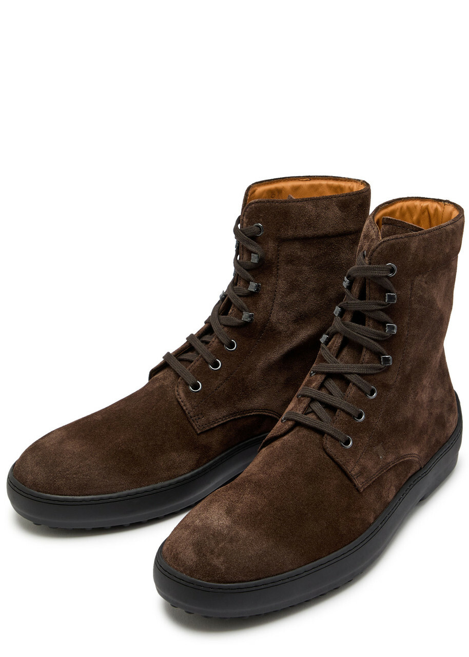 Tods Winter Gommino Suede Ankle Boots Brown