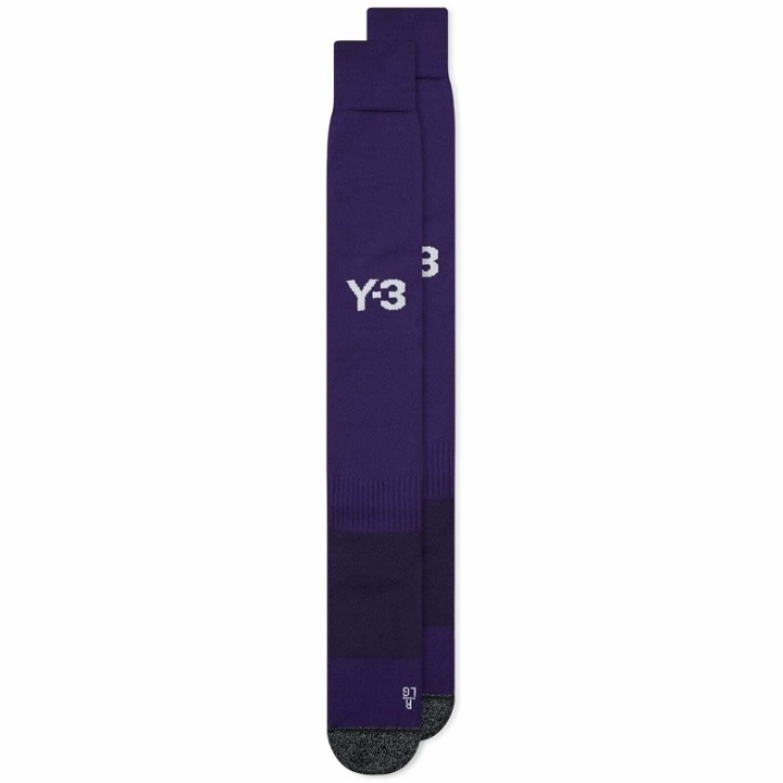 Photo: Y-3 Men's X Real Madrid 4Th Jersey Socks in Dark Purple