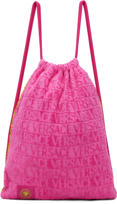 Photo: Versace Pink 'I Heart Baroque' Gym Carrier Backpack