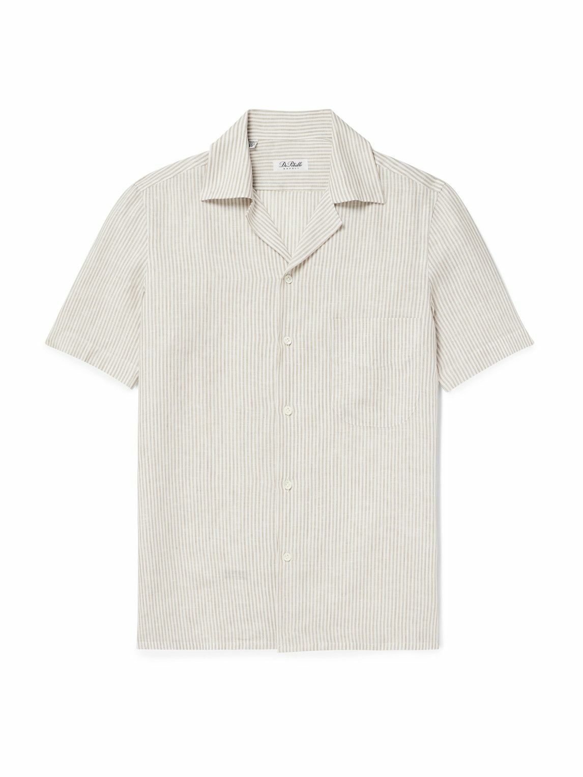 De Petrillo - Camp-Collar Striped Linen Shirt - Neutrals