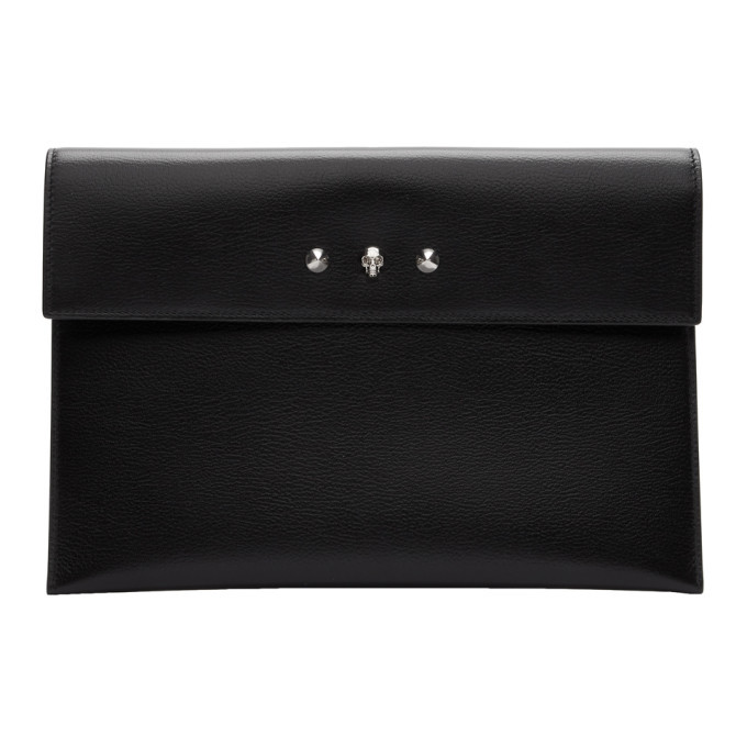 Alexander McQueen Black Skull Studs Envelope Pouch Alexander McQueen