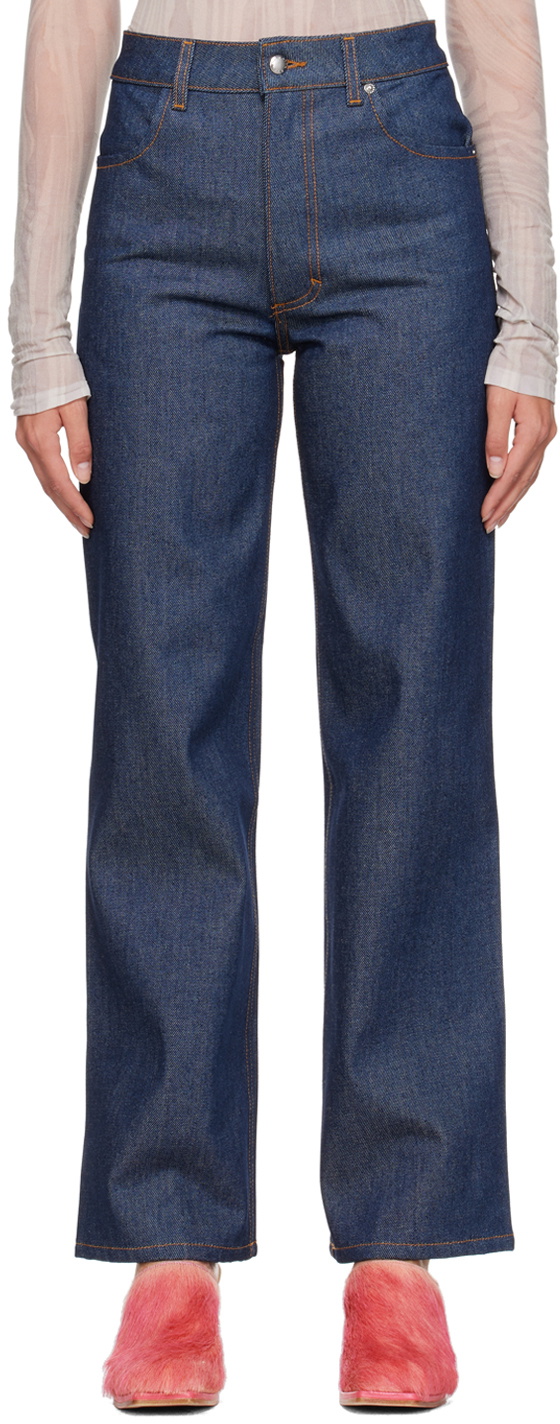 Eckhaus Latta Indigo Wide Leg Jeans Eckhaus Latta