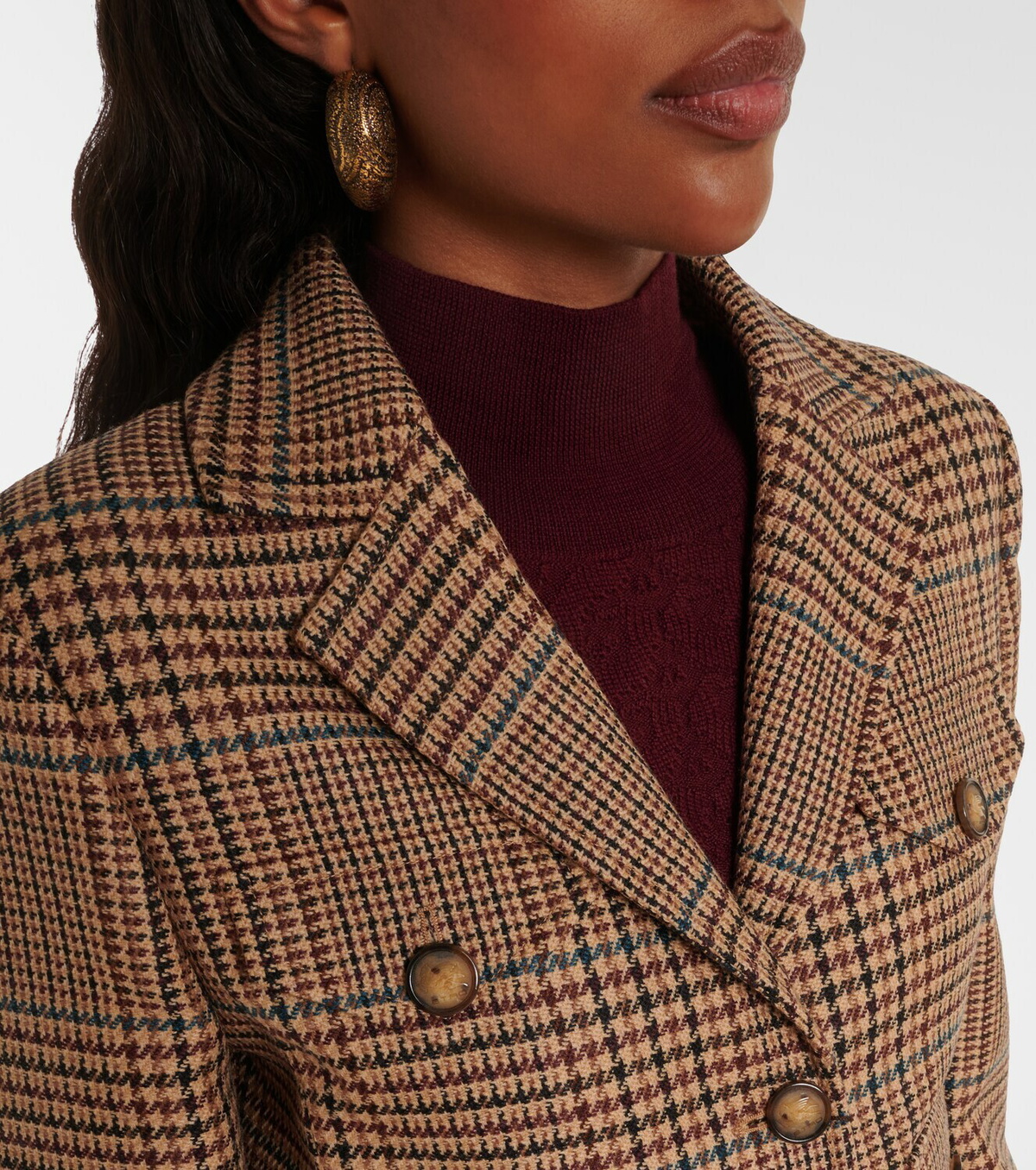 Etro Houndstooth cropped wool blazer