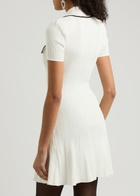 Self-portrait Contrast-trim Ribbed-knit Mini Dress White
