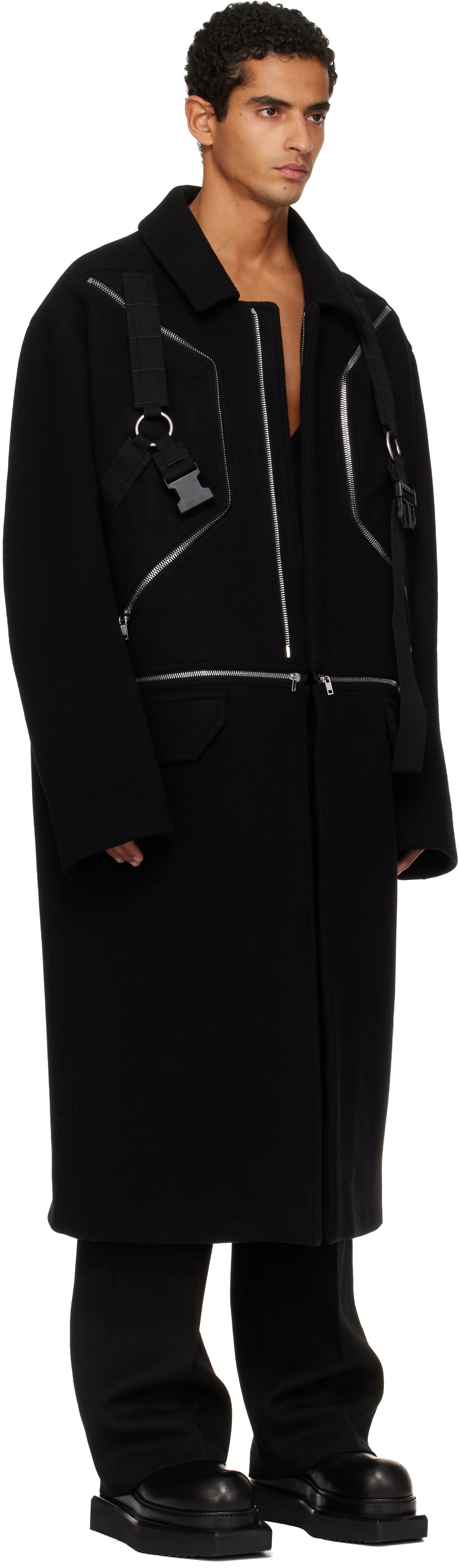 Rick Owens Black Concordians Blixa Jumbo Mac Coat Rick Owens