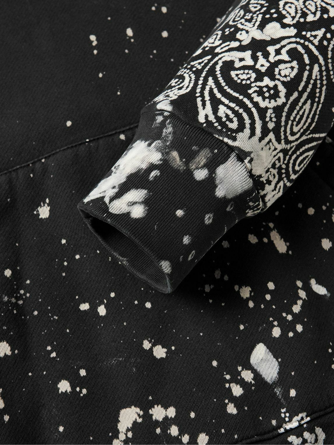 AMIRI - Printed Bleached Cotton-Jersey Hoodie - Black Amiri