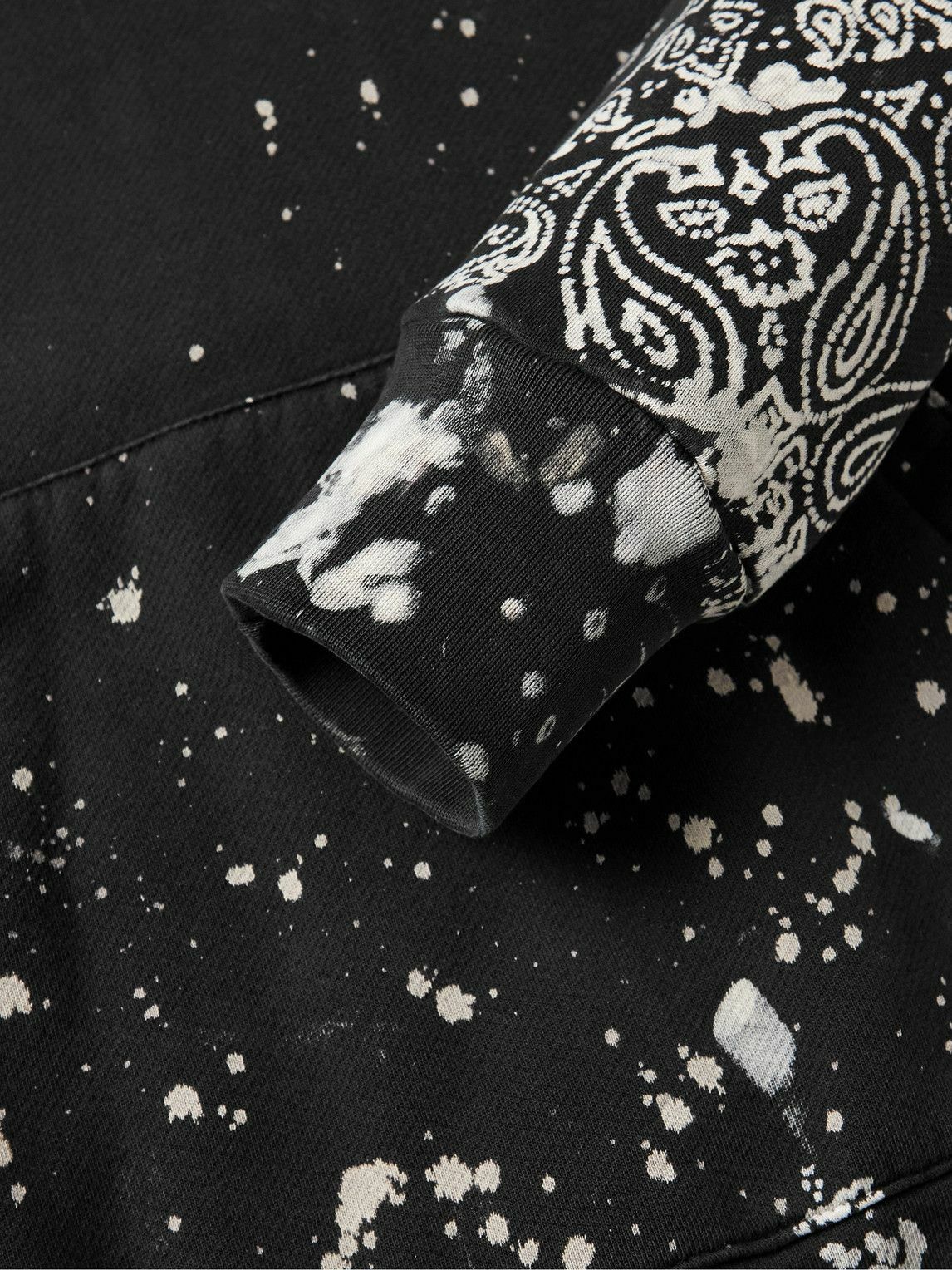 BLUE/WHITE PRINTED AND BLEACHED FLORAL BLOUSE