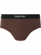 TOM FORD - Stretch-Cotton Briefs - Brown