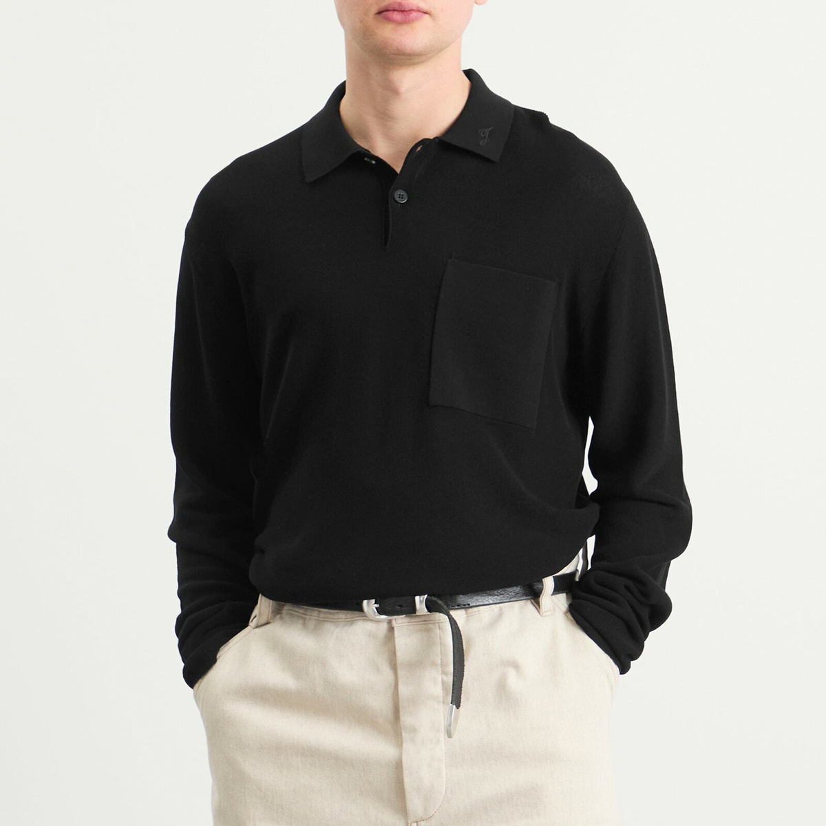 Jacquemus Men's Knitted Polo Shirt in Black