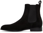 Manolo Blahnik Black Suede Delsa Chelsea Boots