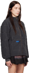 Dime Gray Coverstitch Sherpa Fleece Jacket