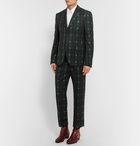 Gucci - Embroidered Checked Wool-Twill Blazer - Men - Green