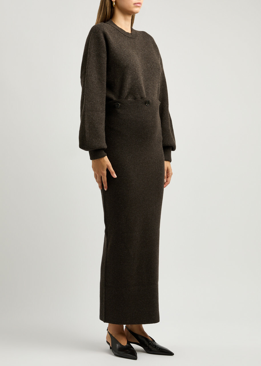 Nanushka Zothy Wool-blend Maxi Dress Dark Brown