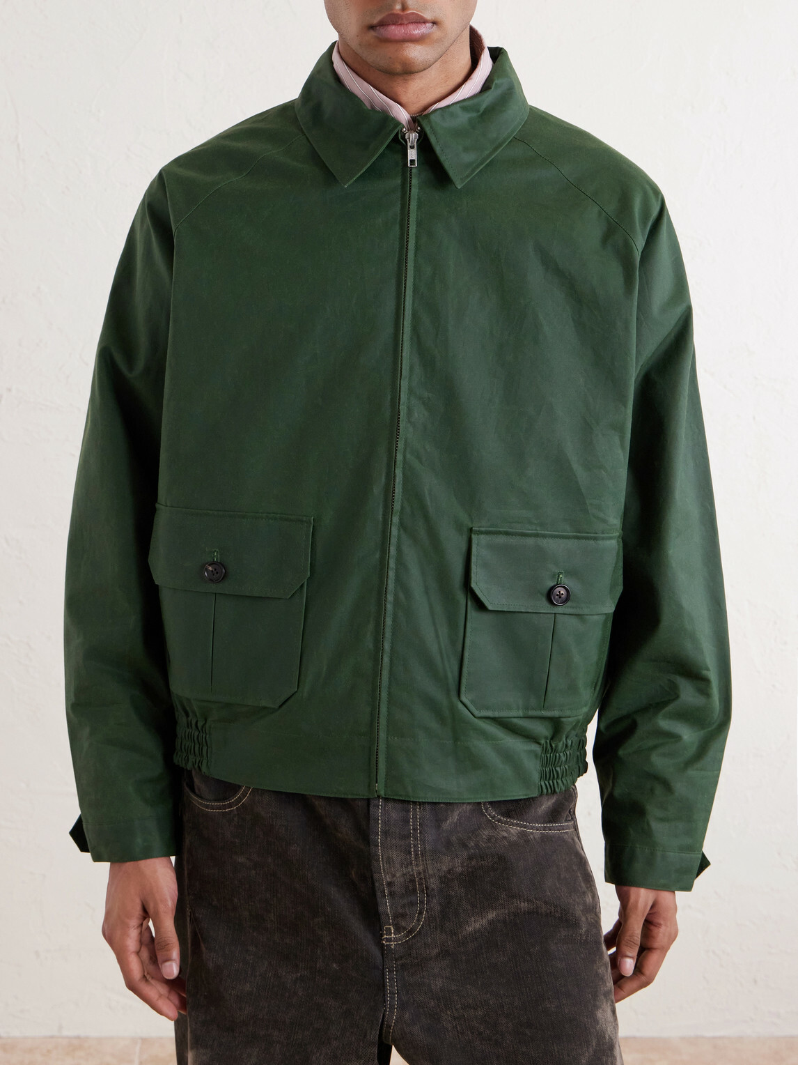 BODE - Coach Waxed-Cotton Blouson Jacket - Green Bode