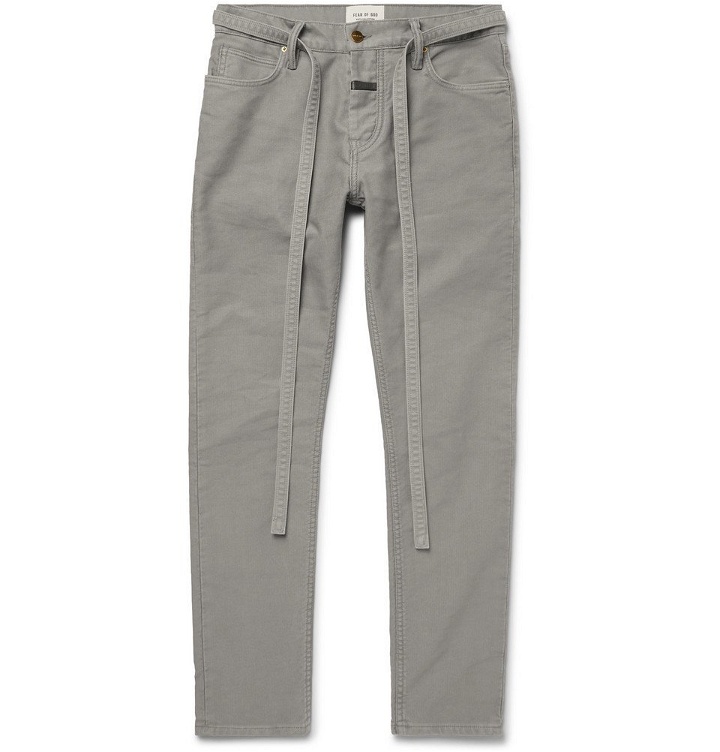 Photo: Fear of God - Slim-Fit Belted Cotton-Corduroy Jeans - Gray
