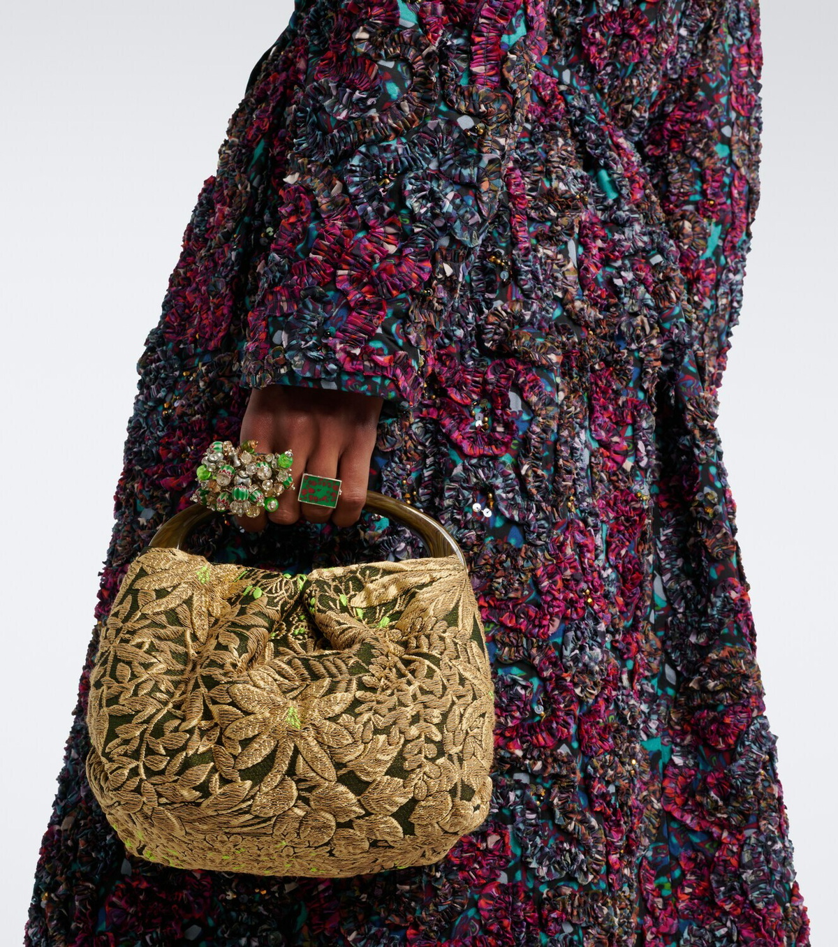 Dries Van Noten Small floral jacquard top-handle bag