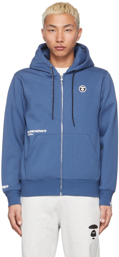 Photo: AAPE by A Bathing Ape Blue Fleece Zip-Up Sweater