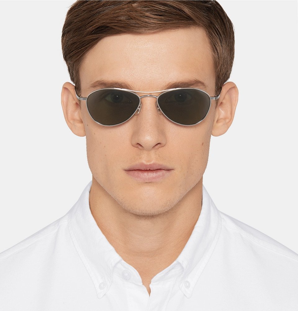 The Row - Oliver Peoples Aero LA Square-Frame Silver-Tone Titanium