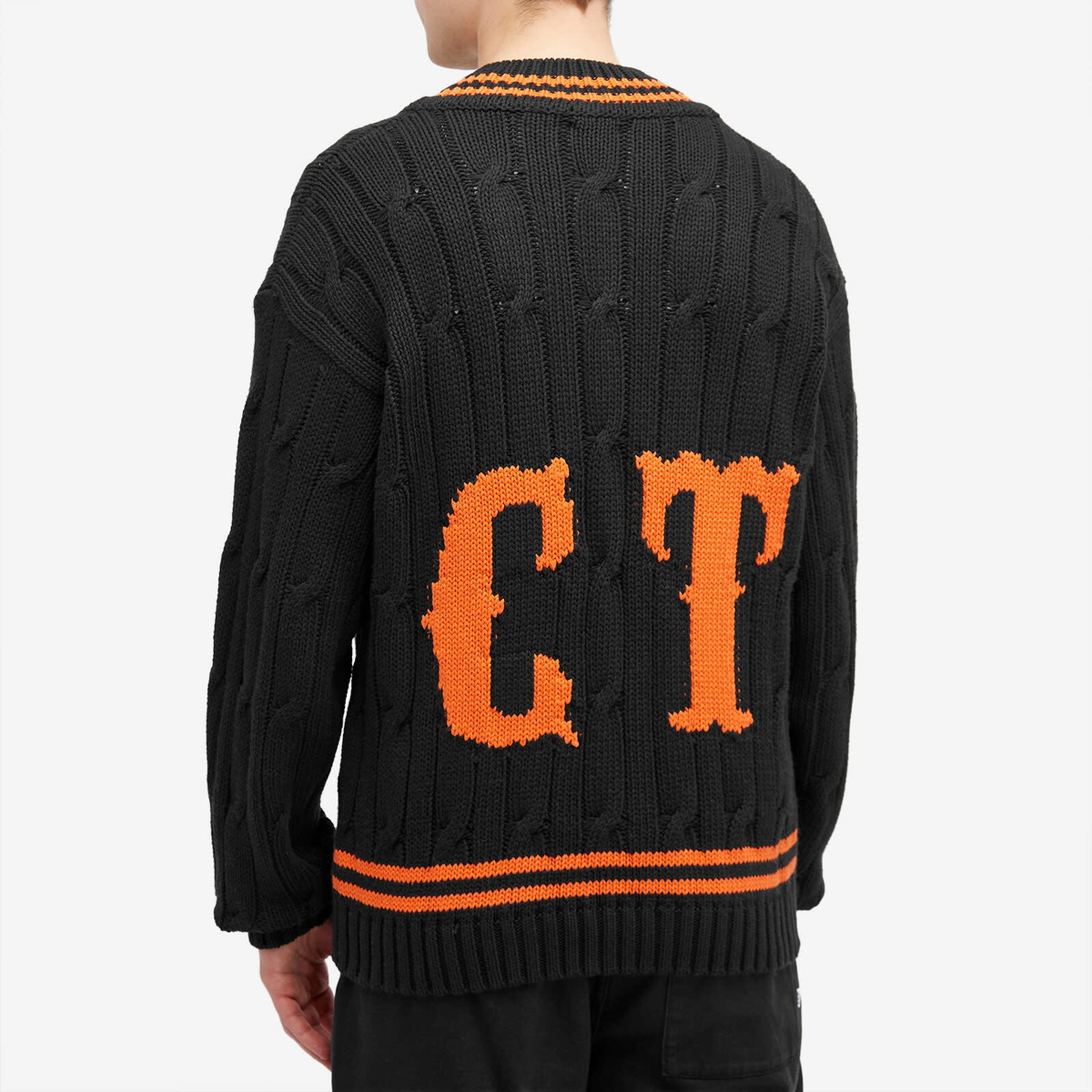 FUCT Men's Letterman V-Neck Knitted Jumper in Black
