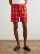 BODE - Gable Straight-Leg Pleated Checked Wool Shorts - Red