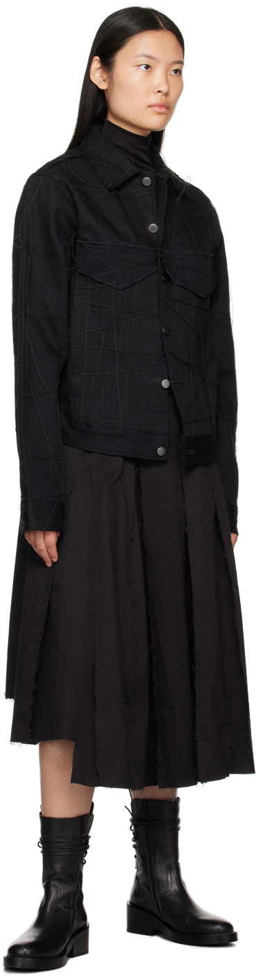 AIREI Black Stitched Denim Jacket