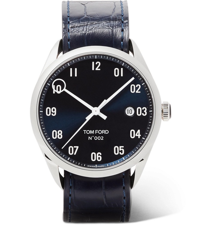 Photo: Tom Ford Timepieces - 002 40mm Stainless Steel and Alligator Watch - Blue