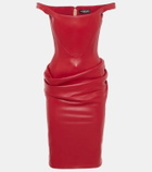 Versace Draped leather corset minidress
