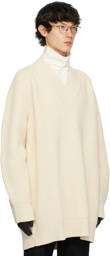 Jil Sander Off-White V-Neck Sweater