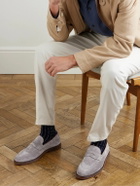 Brunello Cucinelli - Leather-Trimmed Suede Penny Loafers - Gray