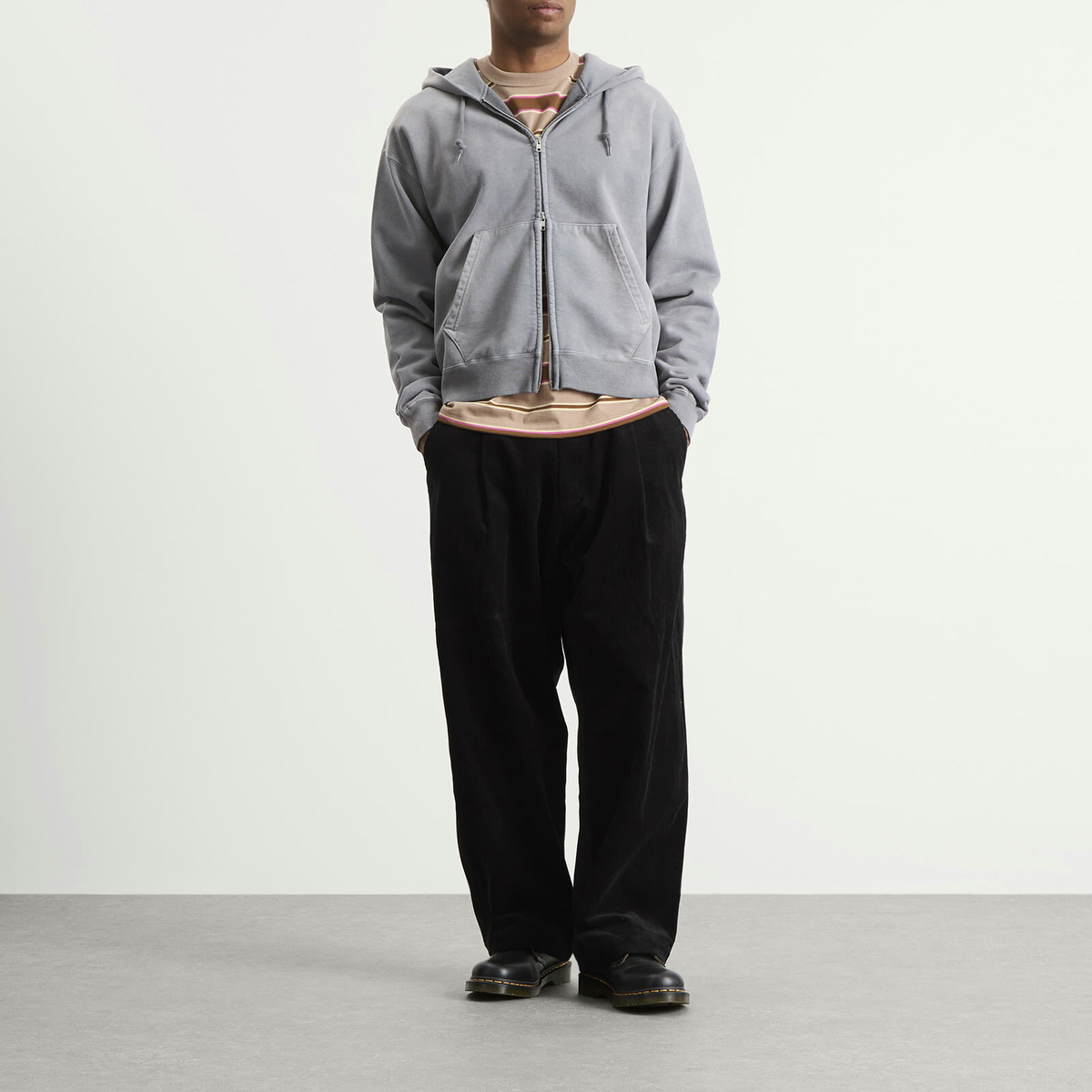 BEAMS Men's Fade Zip Hoodie in Soft Black