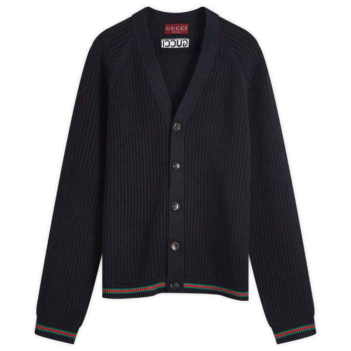 Photo: Gucci Men's GRG Trim Cardigan in Navy/Green/Red