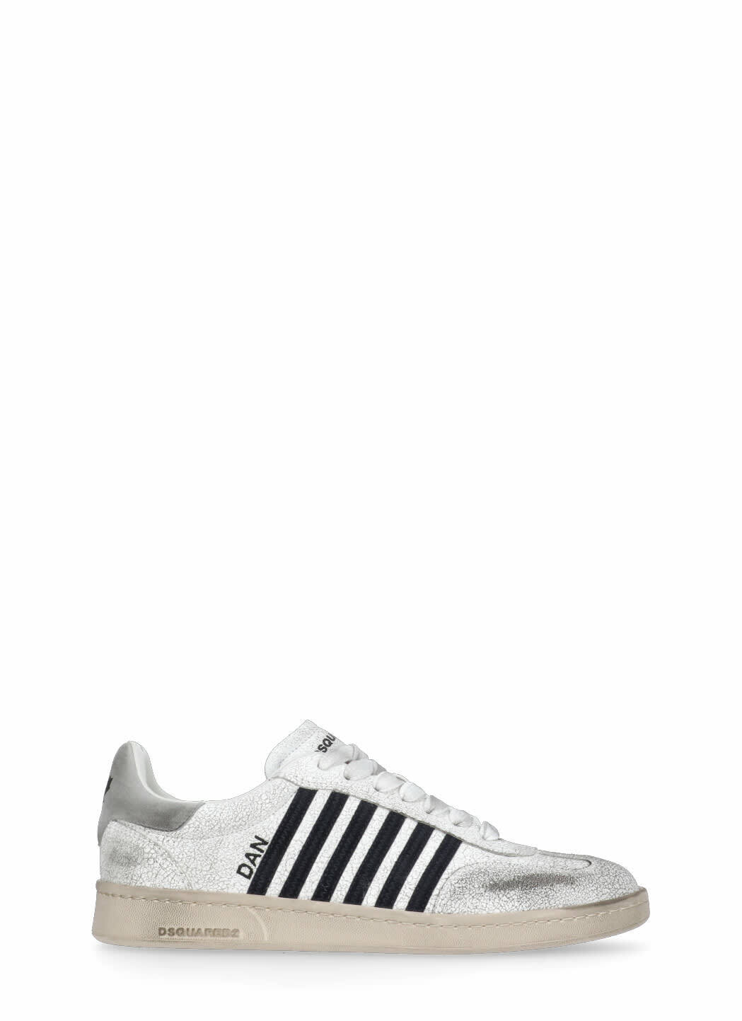 ＊DSQUARED2＊ LEGEND SNEAKERS 関税/送料込 Dsquared2 - BOXER SNEAKERS (ホワイト) ロゴ レザースニーカー