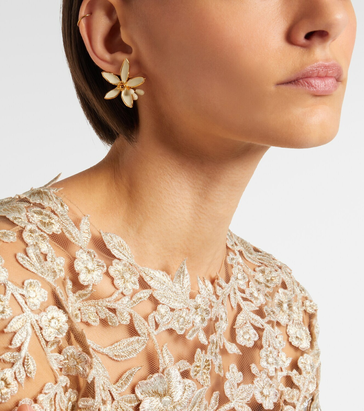 Oscar de la Renta Orange Blossom enamel earrings