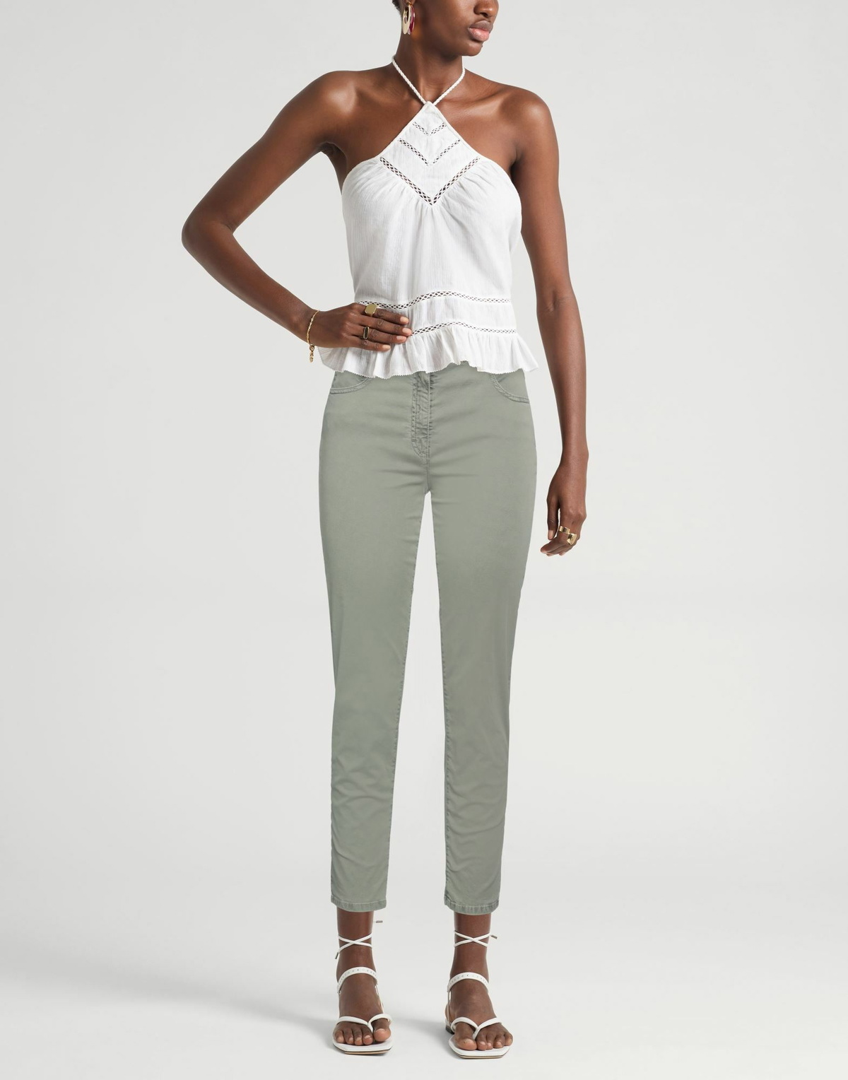 Peserico Womens Pants Military in Green