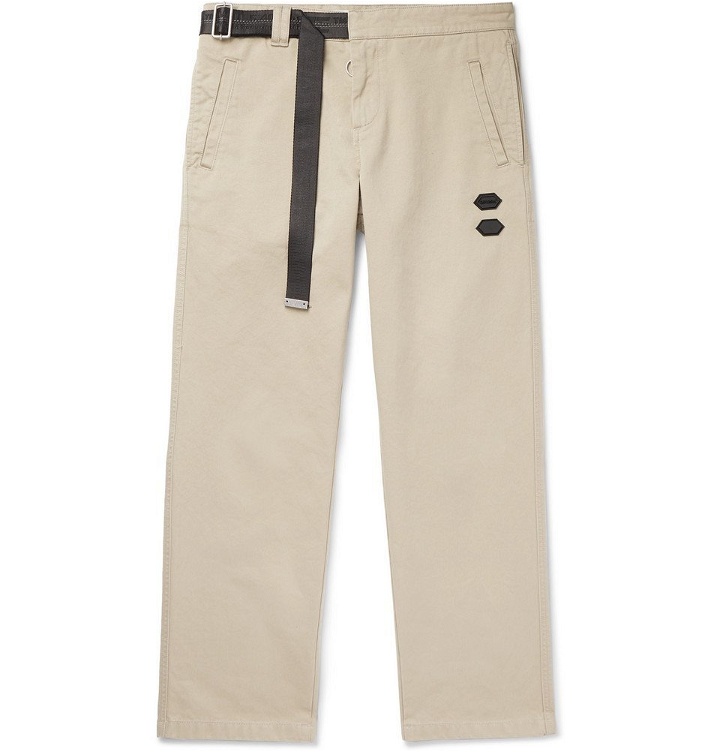 Photo: Off-White - Belted Logo-Trimmed Cotton-Twill Chinos - Beige