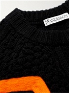 JW Anderson - Logo-Appliquéd Cable-Knit Wool Sweater - Black