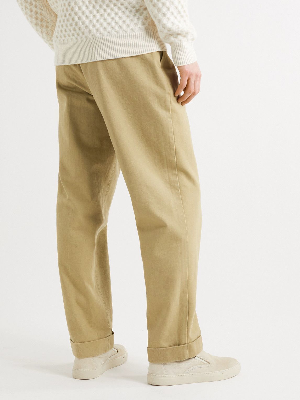 OFFICINE GÉNÉRALE Straight-Leg Belted Cotton-Twill Trousers for Men