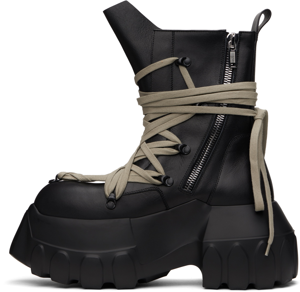 Rick Owens Black Hollywood Megalace Mega Tractor Boots Rick Owens