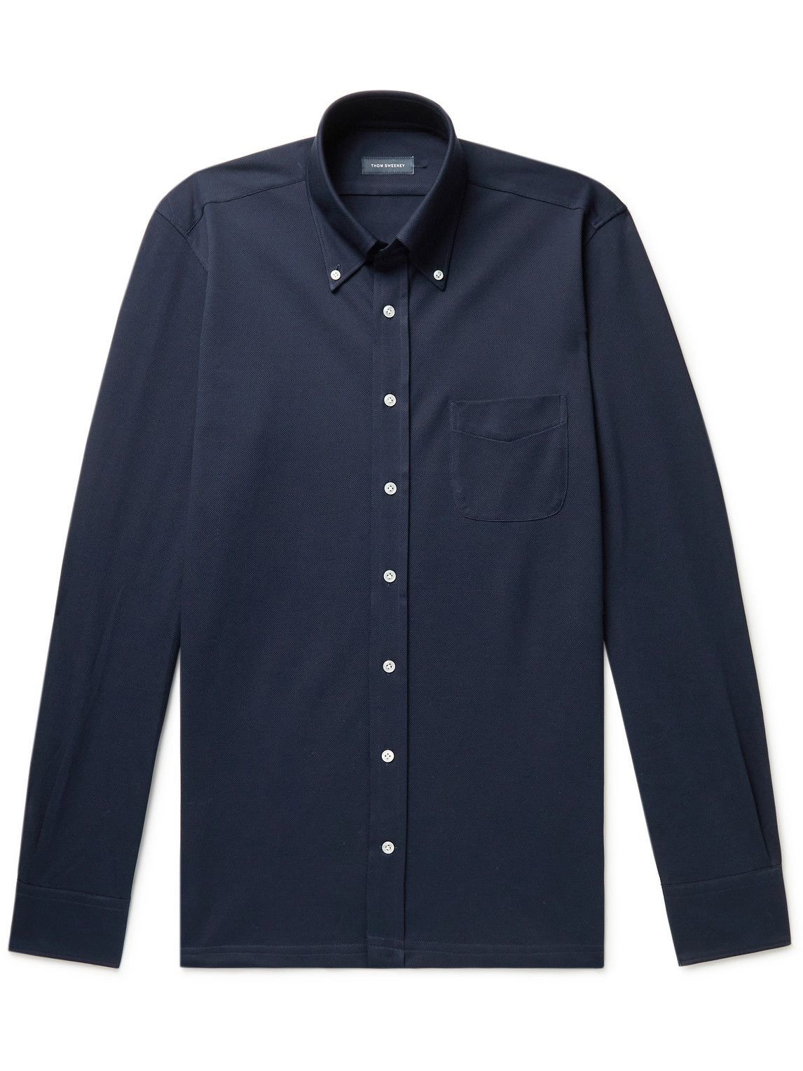 Thom Sweeney - Button-Down Collar Cotton-Piqué Shirt - Blue Thom Sweeney